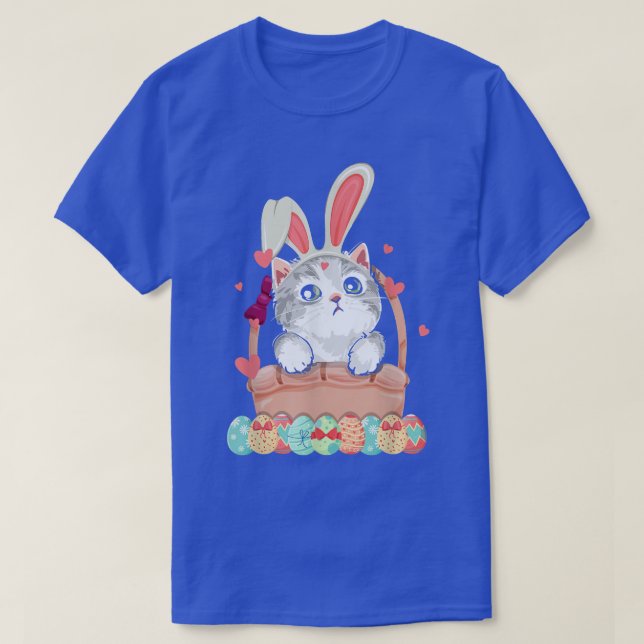 Easter Bunny Kitten Easter Colourful Eggs Bunny Ca T-Shirt (Design vorne)