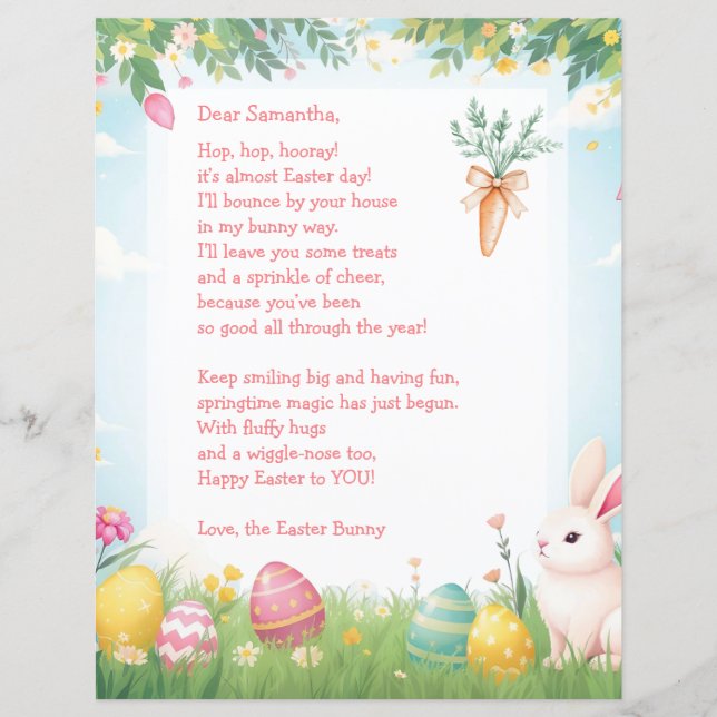 Easter Bunny Letter and Question Game for Children (Vorderseite)