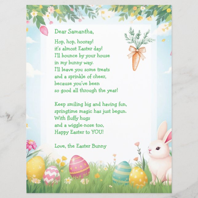 Easter Bunny Letter and Question Game for Children (Vorderseite)