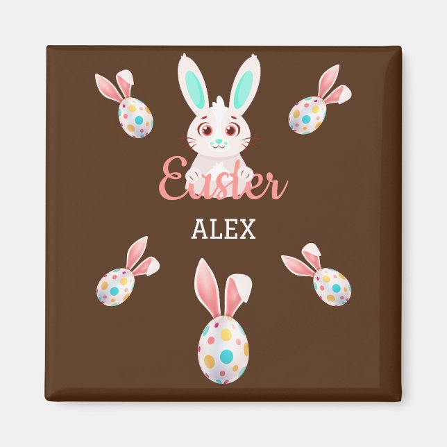 " EASTER" BUNNY MAGNET MIT SPEZIELTEN EIERN & NAME (Vorne)