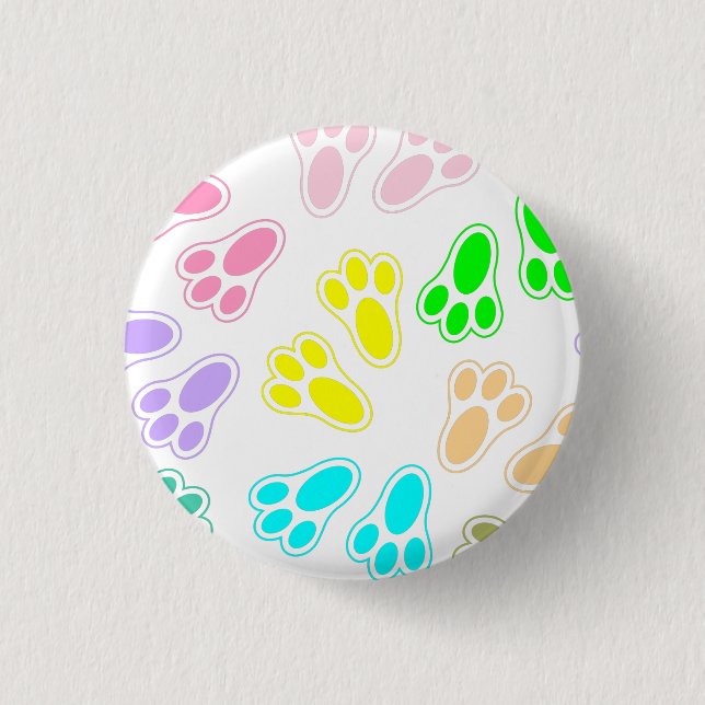 Easter Bunny Paw Print Pattern Button (Vorderseite)
