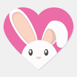 Easter Bunny peeping Herz-Aufkleber
