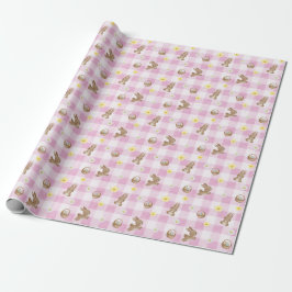 Easter Bunny Pink Gingham Wrapping Paper Geschenkpapier