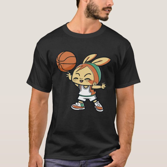 Easter Bunny Playing Basketball Basketball Easter T-Shirt (Vorderseite)