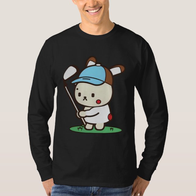 Easter Bunny Playing Golf Golf Easter  1 T-Shirt (Vorderseite)