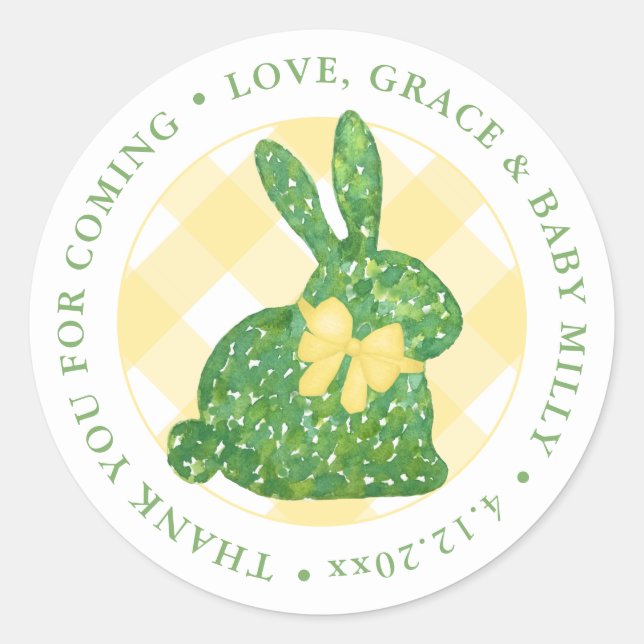 Easter Bunny Preppy Boxwood Baby Dusche Vielen Dan Runder Aufkleber (Vorderseite)