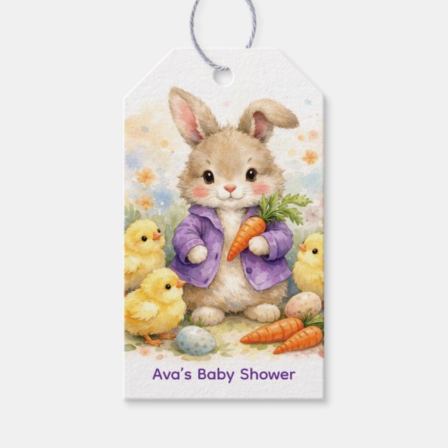 Easter Bunny Purple Jacket Baby Shower Thank You Geschenkanhänger (Vorderseite)