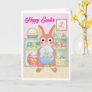 Easter Bunny Rabbit Eggs Kids Folded Card Karte
