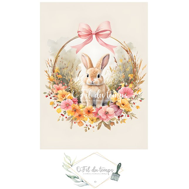 Easter Bunny Surrounded By Flowers Seidenpapier (Von Creator hochgeladen)