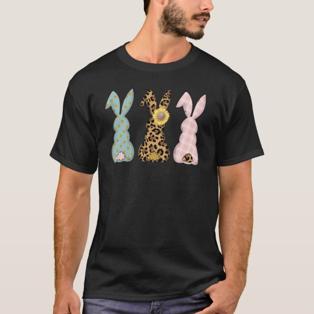 Easter Bunny Trio Rabbit Leopard Matching Cute T-Shirt (Vorderseite)