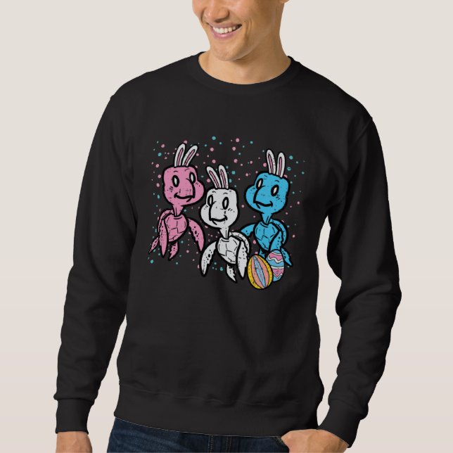 Easter Bunny Turtles Egg Hunting Boys Girls Kids T Sweatshirt (Vorderseite)
