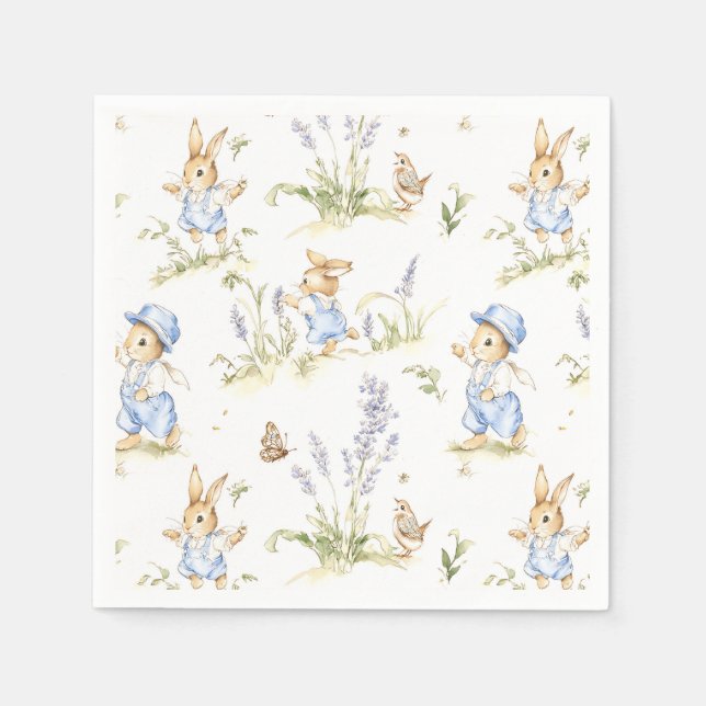 Easter Bunny Vintage Rabbit Paper Serviette (Vorderseite)