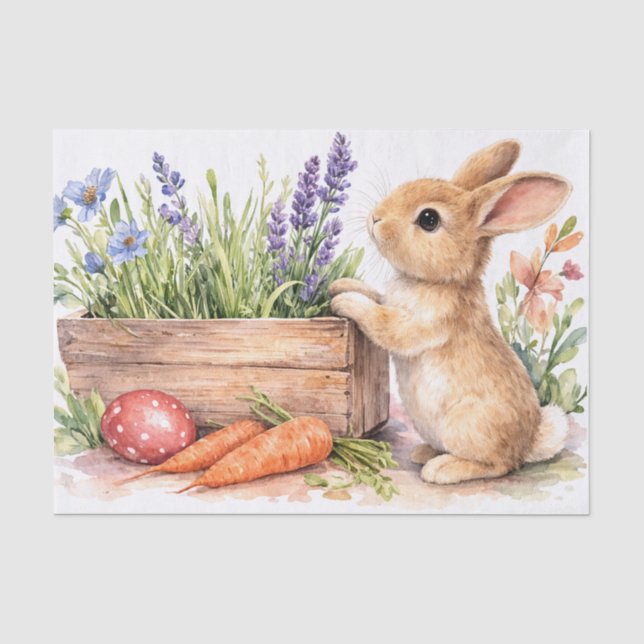 Easter Bunny Watercolor Tissue Paper Design Seidenpapier (Vorderseite)