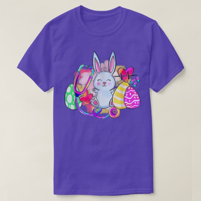 Easter Bunny With Stethoscope And Easter Eggs Nurs T-Shirt (Design vorne)