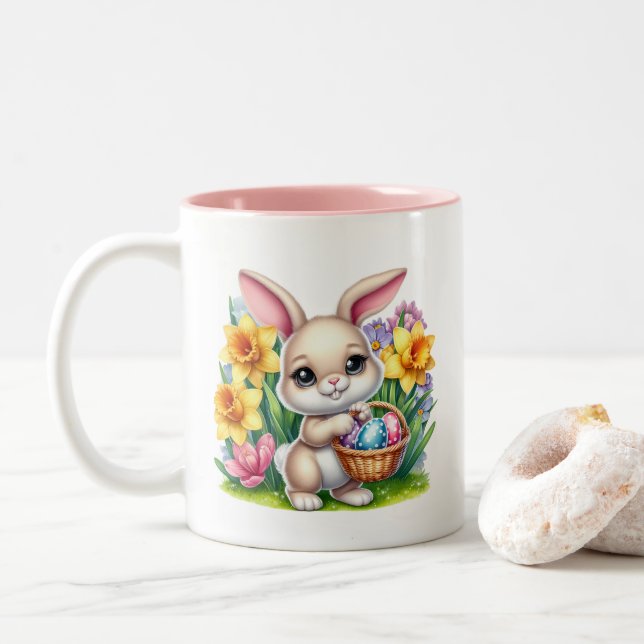 Easter Bunny  Zweifarbige Tasse (Mit Donut)