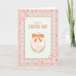 Easter Card with a lace and patterned fabric  Karte