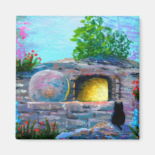 Easter Cat Christian Art Empty Tomb Magnet