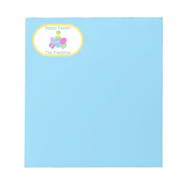 EASTER Chick Eggs and Bright Blue Paper Notizblock (Vorderseite)