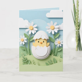 Easter Chick Papercraft Daisy Flowers Spring Feiertagskarte