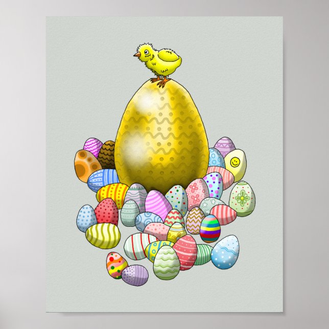 Easter chicken's easter eggs Poster (Vorne)