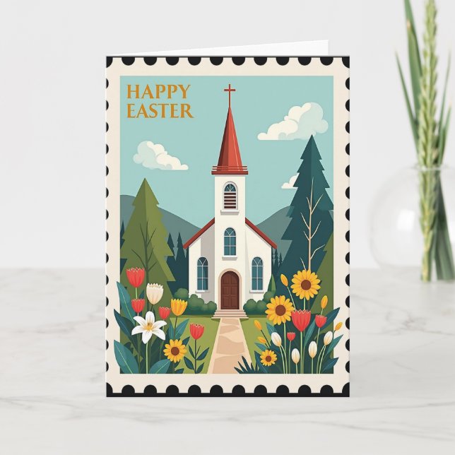 Easter Church Scene Greeting Card Karte (Vorderseite)