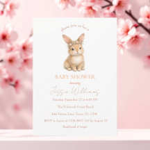 Easter Cute Bunny Rabbit Watercolor Baby Shower
