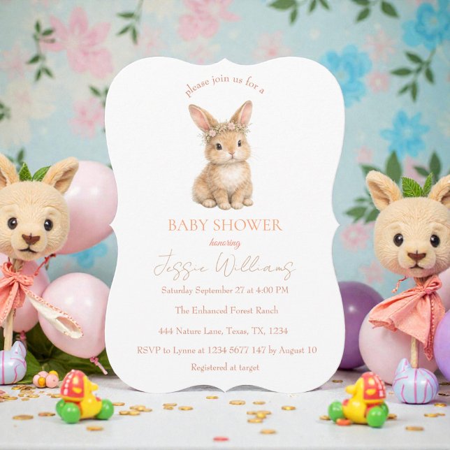 Easter Cute Bunny Rabbit Watercolor Baby Shower Einladung (Von Creator hochgeladen)