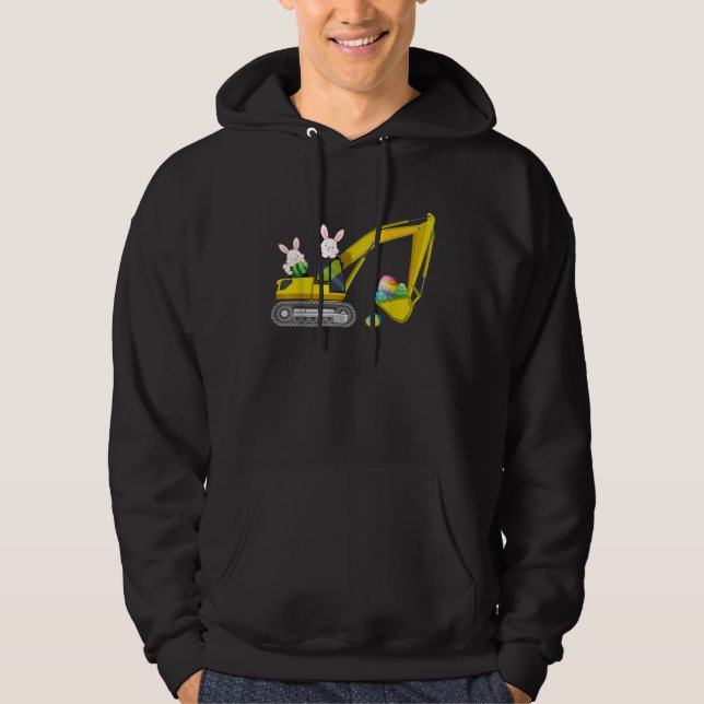 Easter Day Bunny Construction Trucks Eggs Boys Kid Hoodie (Vorderseite)
