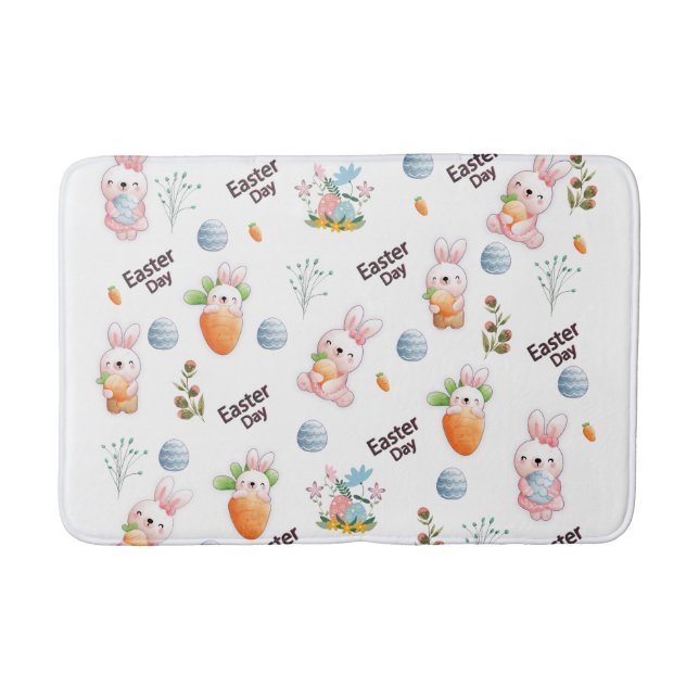 Easter Day Rabbits Pattern Badematte (Vorderseite)