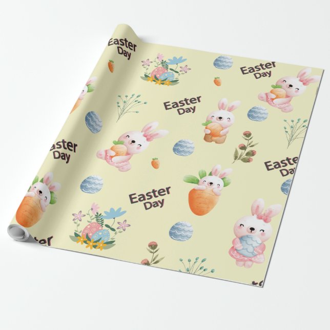 Easter Day Rabbits Pattern Geschenkpapier (Ungerollt)