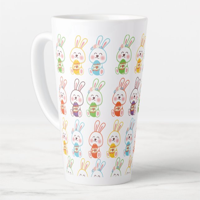 Easter Day Rabbits Pattern Milchtasse (Linke Ecke)