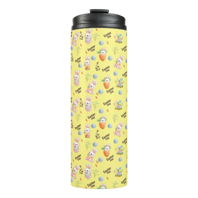 Easter Day Rabbits Pattern Thermosbecher (Vorderseite)