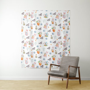Easter Day Rabbits Pattern Wandteppich