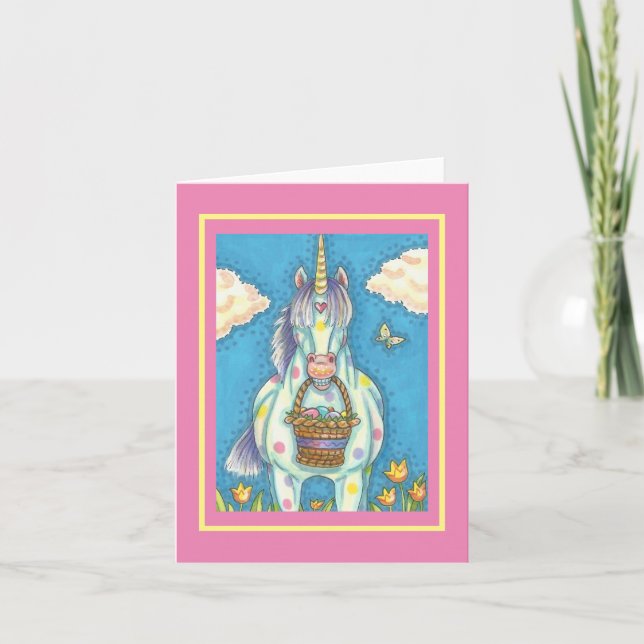 EASTER EGG BASKET UNICORN, FANTASY NOTE CARD Blank (Vorderseite)