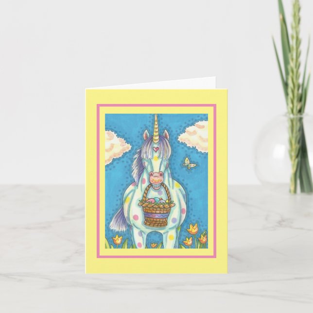 EASTER EGG BASKET UNICORN, FANTASY NOTE CARD Blank (Vorderseite)