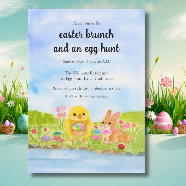  Easter Egg Brunch Chick Easter Bunny Party Einladung (Von Creator hochgeladen)