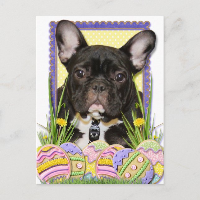 Easter Egg Cookies - French Bulldog Feiertagspostkarte (Vorderseite)