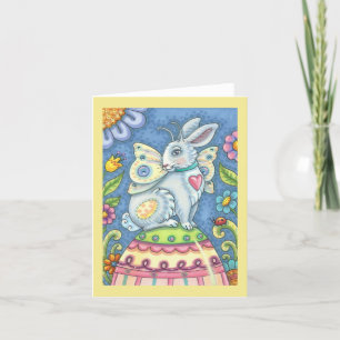 EASTER EGG FAIRY, RABBIT NOTE CARD Blank Feiertagskarte