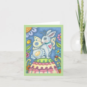 EASTER EGG FAIRY, RABBIT NOTE CARD Verse Feiertagskarte