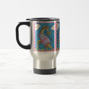 EASTER EGG GIRAFFE & TULIPS, FRÜHSTÜCK MUG REISEBECHER