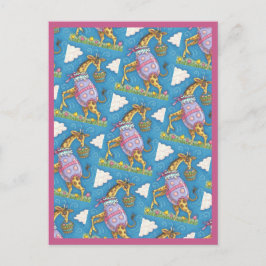 EASTER EGG GIRAFFE & TULIPS, FRÜHSTÜCKSKARTE POSTKARTE