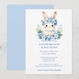 Easter Egg Hunt Cute Bunny Watercolor Hydrangea Einladung