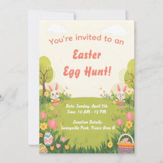 Easter Egg Hunt Invitation – Cute Spring invite Einladung
