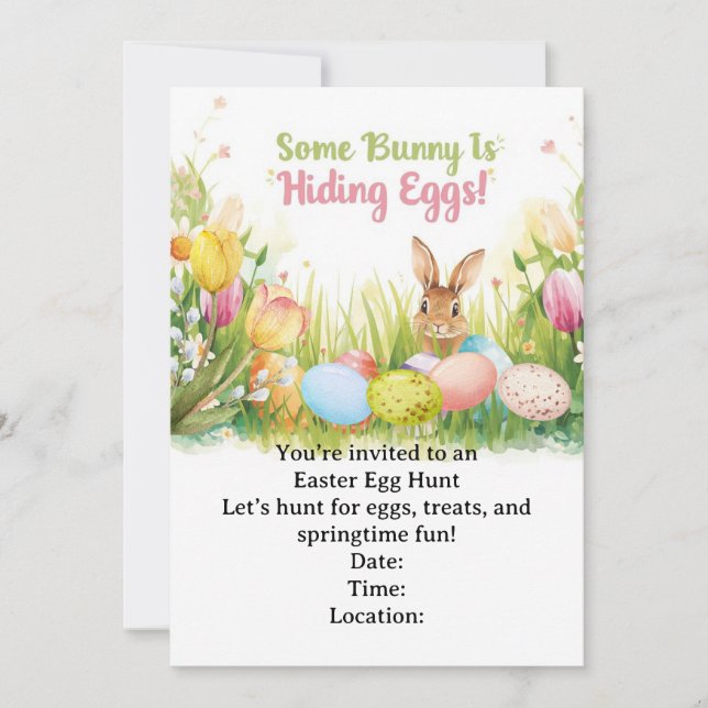 Easter Egg Hunt Invitation – Spring Easter Party Einladung (Vorderseite)
