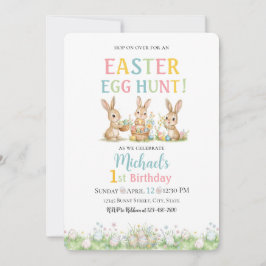 Easter Egg Hunt Michael's 1st Birthday Invitation Einladung