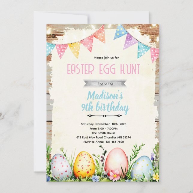 Easter egg Hunt party Invitation (Devant)