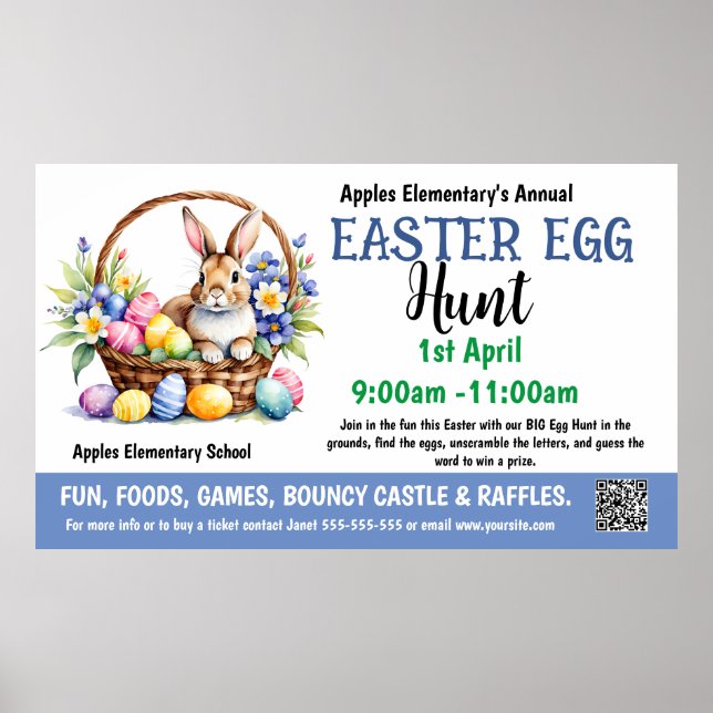 EASTER EGG HUNT PTO PTA Kirche Banner Poster (Vorne)