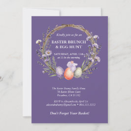 Easter Egg Hunt Watercolor Lavender Cute Bunny Einladung