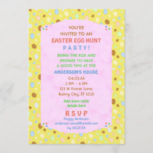 Easter Egg Party Elegantes Retro Rosa Gelb Einladung