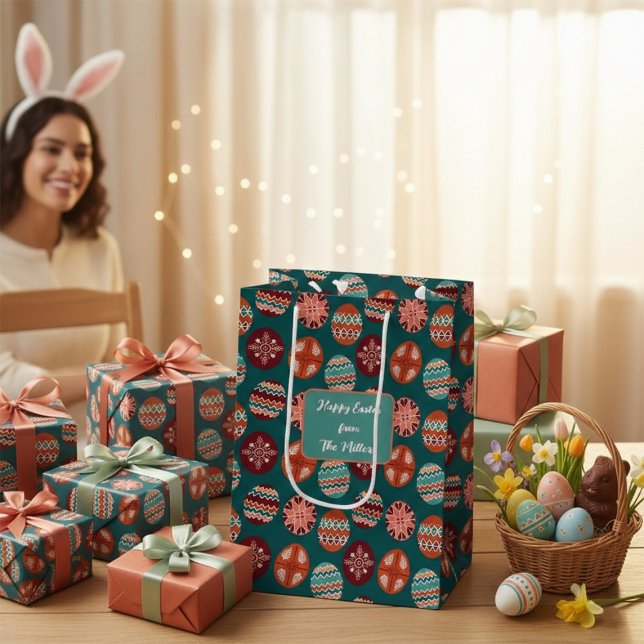 Easter Egg Pattern Medium Gift Bag Mittlere Geschenktüte (Von Creator hochgeladen)